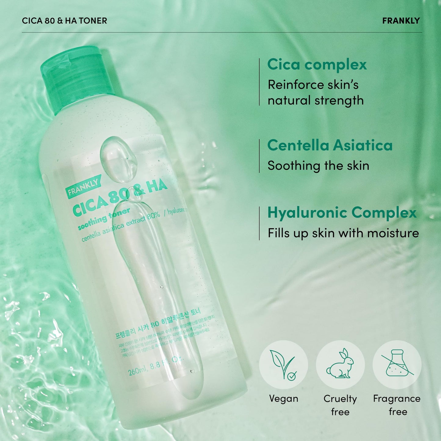 FRANKLY Cica 80 & Hyaluronic Acid Toner 260ml